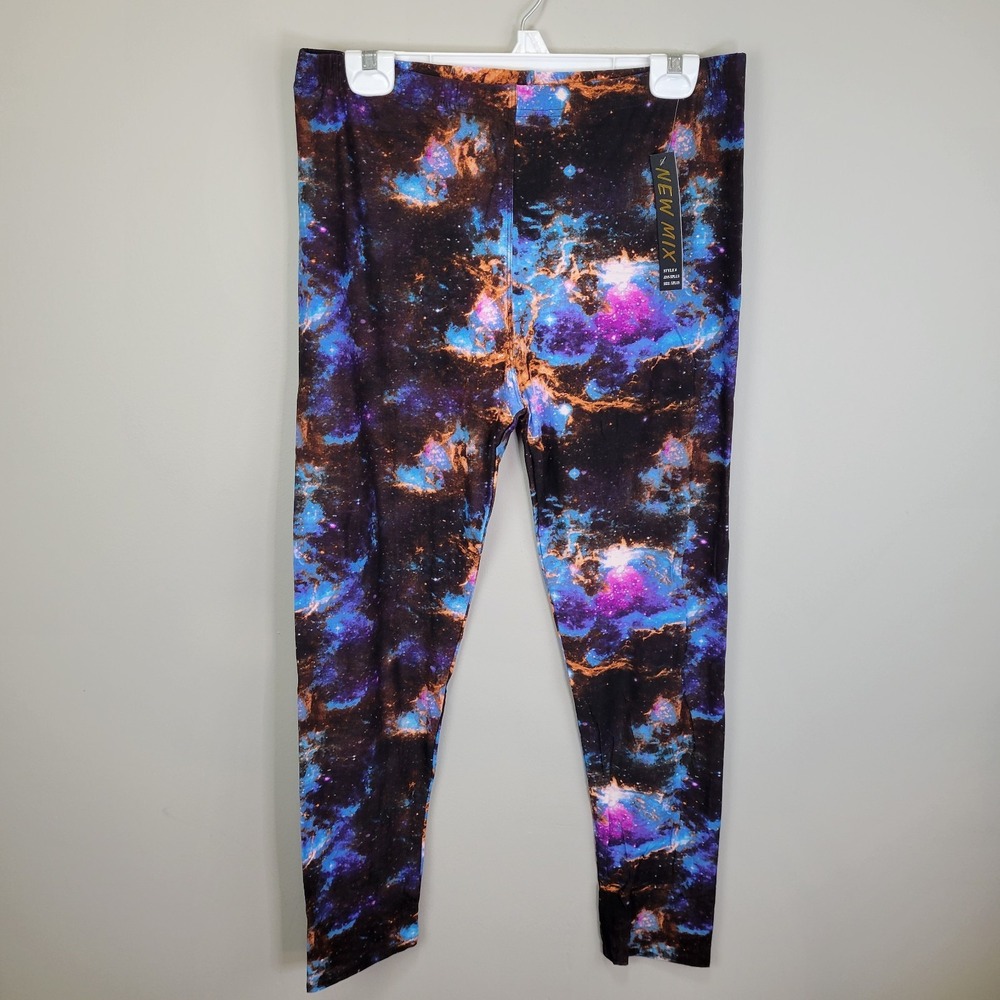 New Mix Dark Galaxy Polyester Spandex Ankle Leggings Extra Plus Size